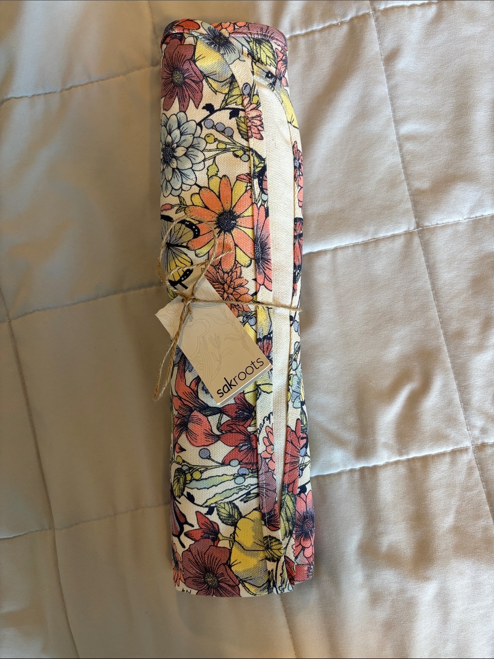 The Sak roots Canvas Floral Apron in Yellow, Pink & Navy